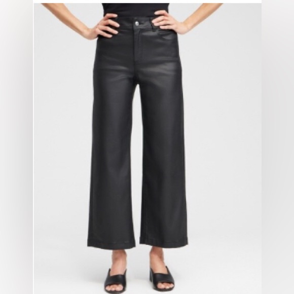 Coated Wide Leg Cropped Denim - Picture 1 of 4